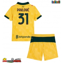 Camisa de Futebol AC Milan Strahinja Pavlovic #31 Equipamento Alternativo Infantil 2025-26 Manga Curta (+ Calças curtas)